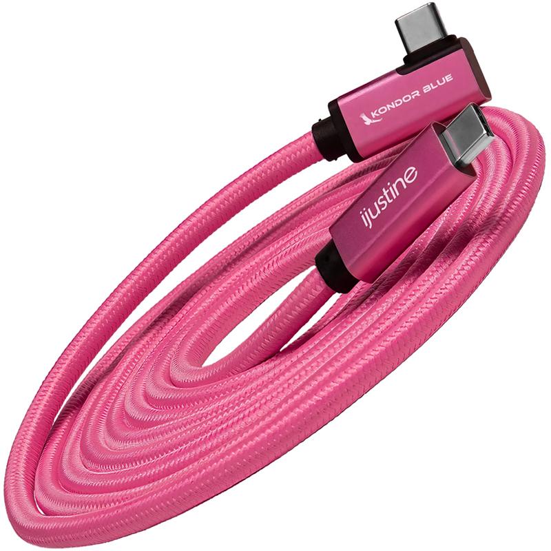 Kondor Blue iJustine Pink USB C 3.1 Data and Charging Cable 10Gb/s Data Speed & 100W Power Delivery